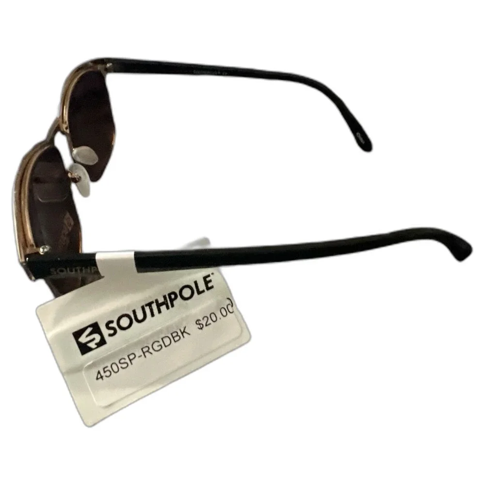 Southpole Women’s Sunglasses Black Gold Square Frame Studded UV Protection NWT